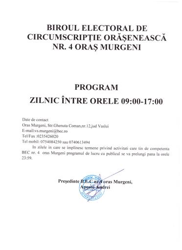 Program B E C nr  4 Oras Murgeni